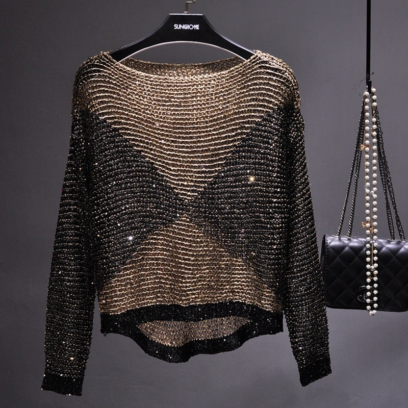 harlow&Ellis - Sequined Long-Sleeve Top