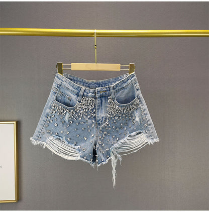 Harlow&Ellis - Ripped Wide-Leg Denim Shorts