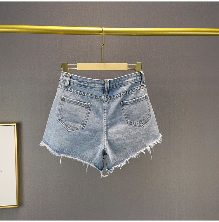 Harlow&Ellis - Ripped Wide-Leg Denim Shorts