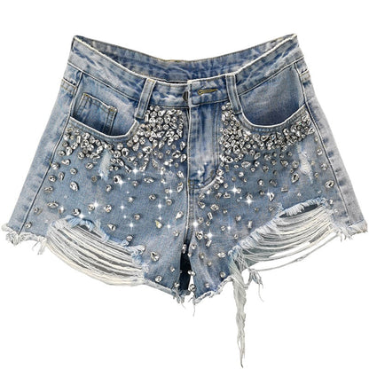 Harlow&Ellis - Ripped Wide-Leg Denim Shorts